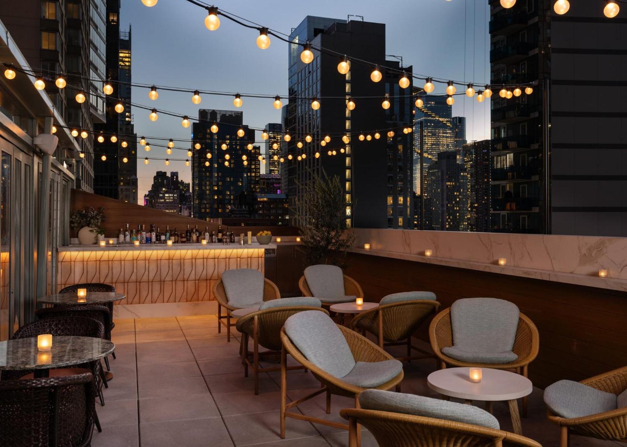 ヒルトン ガーデン イン タイムズ スクエア ニューヨーク エクステリア 写真 The rooftop bar at the Standard East Village